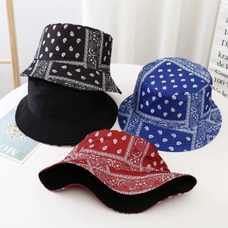 หมวกบักเก็ต ลายBandana  หมวกลายวินเทจ  cotton100% Classic D ใส่ได้2ด้าน A25