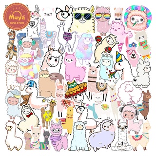 Muya สติกเกอร์ไวนิล กันน้ํา ลายสัตว์น่ารัก Llamas and Alpaca สําหรับเด็กผู้หญิง 50 ชิ้น