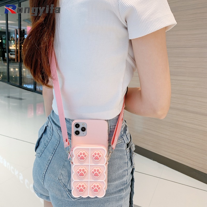 Casing OPPO A83 A77 A57 A39 A37 F7 F5 F3 F1s R17 R15 Pro R11s R11 R9 F3 F1 Plus R9s Phone Case Cute Fashion Decompression Artifact Cat Claw Coin Purse Wallet Phone Cover
