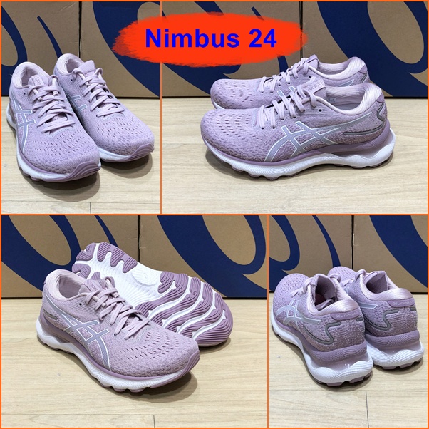 Asics Gel Nimbus24 สุดยอดรองเท้าวิ่ง สำหรับสาวๆ เจลหนานุ่ม ทรงสวย น่าใช้ สีสันสวยงามสดใส 1012B201-700