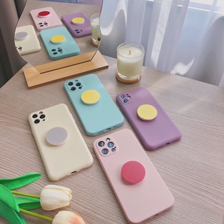 ⛅️พร้อมส่งในไทย เคสสำหรับ iPhone Case เคสไอโฟน ชุดเคส+Griptok เคสสีพาสเทล holder เคสโทรศัพท์ เคสไอริง เคสสีพื้น i12mini