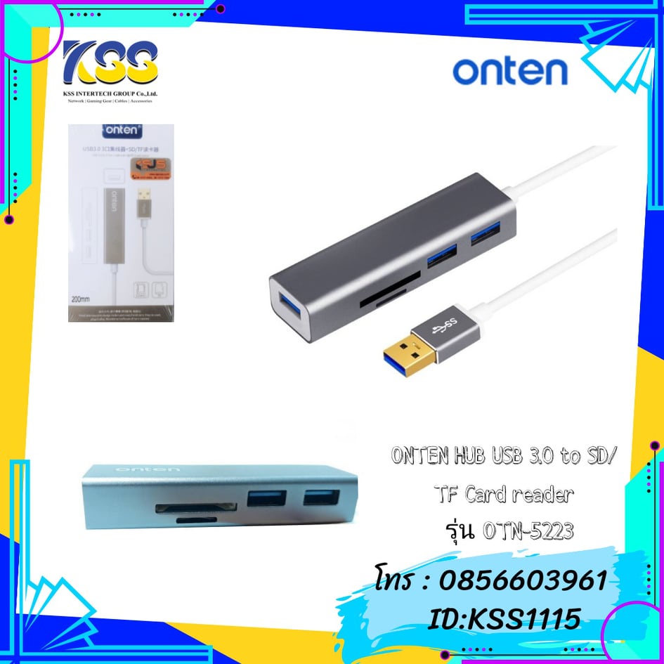ONTEN รุ่น OTN-5223/OTN-U5223 USB 3.0 to Port HUB WITH SD/TF CARD READER