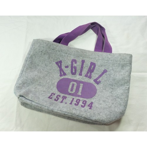X-Girl Handbags Size 10" x 15" สีเทา/ม่วง มือสอง ของแท้