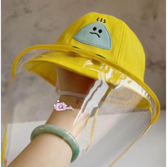 [พร้อมส่ง]Fashion Face shield  หมวกป้องกันสิ่งสกปรกและเป็นหมวกแฟชั่นสีเหลือง สำหรับเด็กเล็ก 6เดือน ถึง 5 ปีBaby Cap For Protect C.O.V.I.D.19 Yellow