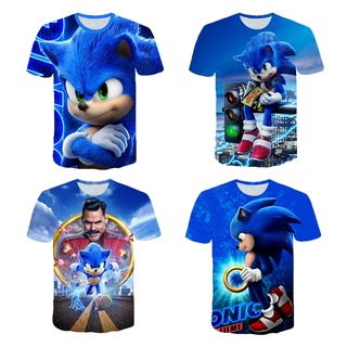 เสื้อยืดเสื้อกันหนาวพิมพ์ลาย Sonic 3 มิติฤดูร้อนสําหรับเด็ก 2021