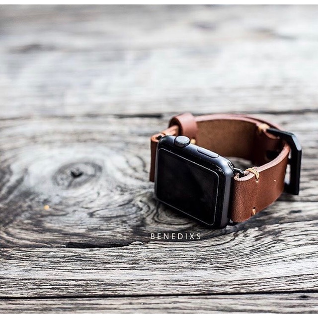 สายนาฬิกาหนัง สายนาฬิกา Apple Watch 38 40 42 44 mm หนังฟอกฝาดย้อมทะลุแท้จาก Australia หนา3mm แผ่นเดี