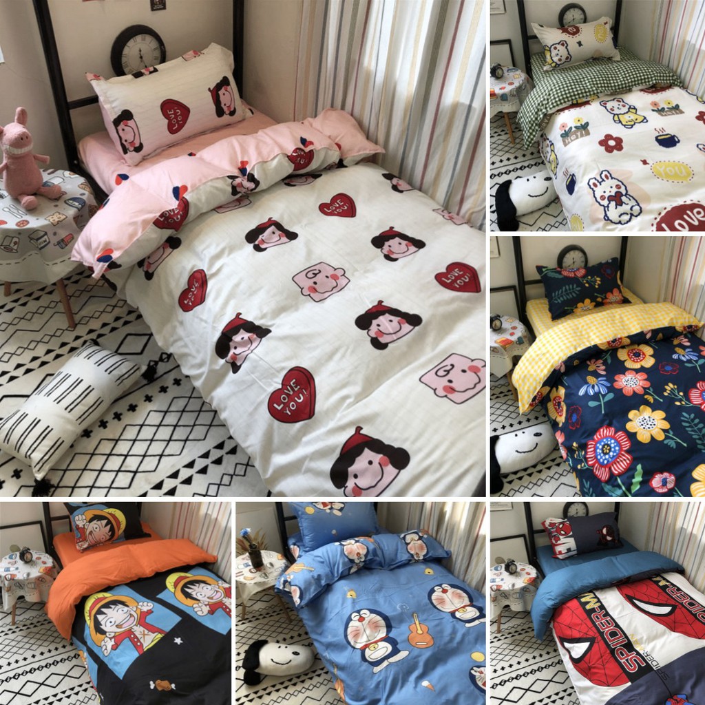 Single Bedsheet With Comforter Case Katil Single Downy Cadar Mattress Protector Cute Cartoon Single Size 1 2m Ofkj Shopee Thailand