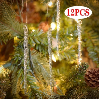 [HOT]12PCS Simulation Ice Xmas Tree Hanging Ornament Christmas Home Decorative Fake Icicle Props Xmas Tree Pendants Ornaments Christmas Decoration Products