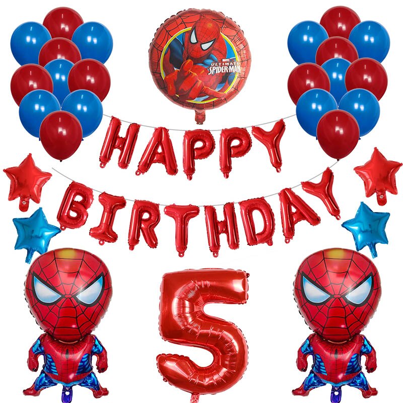 41Pcs Spiderman Iron Man Batman Balloon Number Foil Balloons Super Hero  Birthday Party Decoration Children's Cartoon Toy | Shopee Thailand