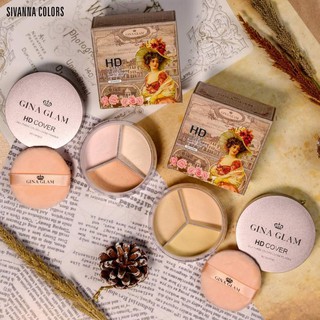 GINA GLAM HD COVER SILK THREE COLORS LOOSE POWDERแป้งฝุ่นโปร่งแสง เนื้อแป้งละเอียด บางเบา ควบคุมความมันบนใบหน้า