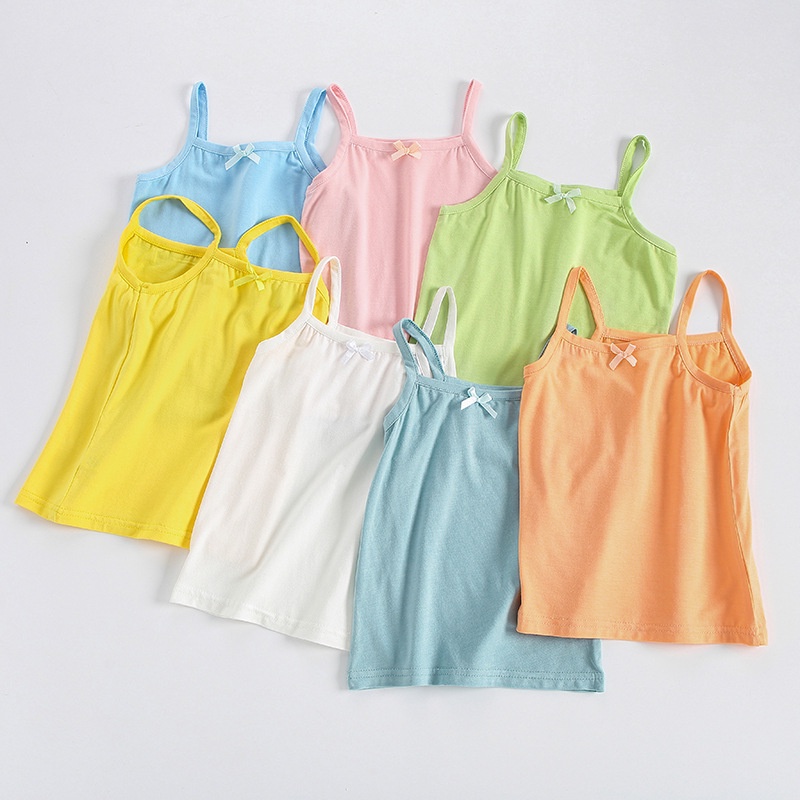 พร้อมส่ง เสื้อกล้ามแขนกุด ผ้าฝ้าย ขนาดเล็ก 90-150 ซม. แฟชั่นฤดูร้อน สําหรับเด็กผู้หญิง