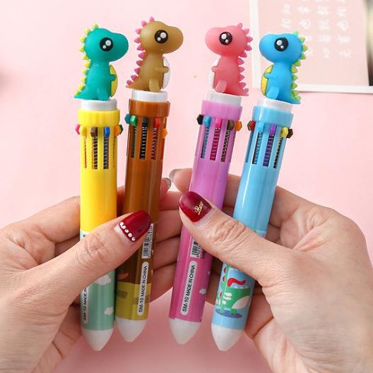 ปากกา10สี หัวไดโนเสาร์  แท่งละ 14 บาท ✔️พร้อมส่ง(🎲สุ่มสี)Ohwowshop ปากกา ปากกาลูกลื่น 10สี