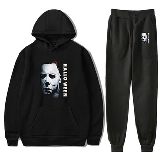 Verycos เสื้อกันหนาว เสื้อฮู้ดดี้ พิมพ์ลาย Michael Myers และกางเกงคอสเพลย์ 3D สําหรับทุกเพศ ทุกวัย