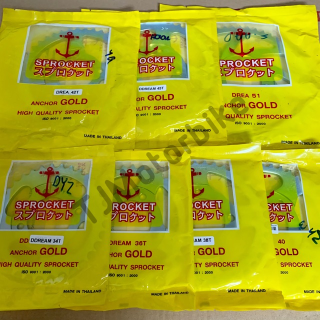 สเตอร์หลัง DREAM ดรีม WAVE100/WAVE110เก่า 428 -34/36/38/40/42/45/51ฟัน ตราสมอโกลด์ ชุบแข็ง