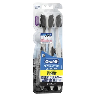 Oral-B ออรัล-บี แปรงสีฟัน ครอส แอคชั่น อัลตร้าธิน ชาร์โคล แพ็ค 3 คละสี (4987176074362)