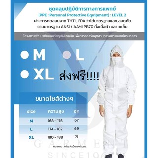 ชุด PPE ชุดกันเชื่อโรค LV2 มาตรฐาน FDA และ สาธารณสุข ผ่านการรับรองจาก สธ.