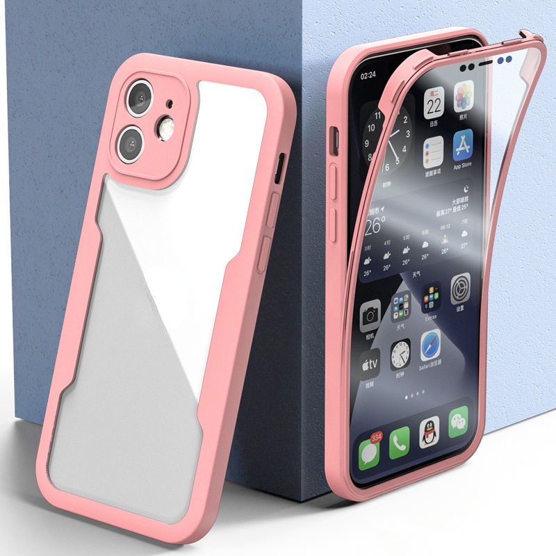360 ° แพคเกจเต็มรูปแบบ Anti-Drop อะคริลิคโปร่งใสสําหรับ iPhone 11 12 13 14 15 16 Pro Max XS Max XR X 7 8 Plus Clear กันกระแทกกรณีฝาครอบ