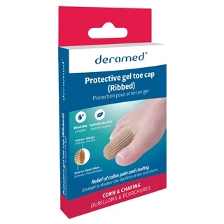 Deramed Footcare Protective Gel Toe Cap (Ribbed) ปลอกสวมนิ้วมือและนิ้วเท้าปลายปิด แบบมีเจลสำหรับเล็บขบ เล็บฉีก