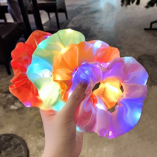 ยางรัดผม ยืดหยุ่น มีไฟ LED สไตล์เกาหลี สําหรับผู้หญิง