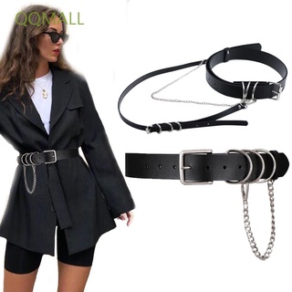 QQMALL New Women Punk Belts Punk Rock PU Leather Jeans Waist Strap Party Tassel Chain For Trousers Cool Gothic Silver Buckle Waistband