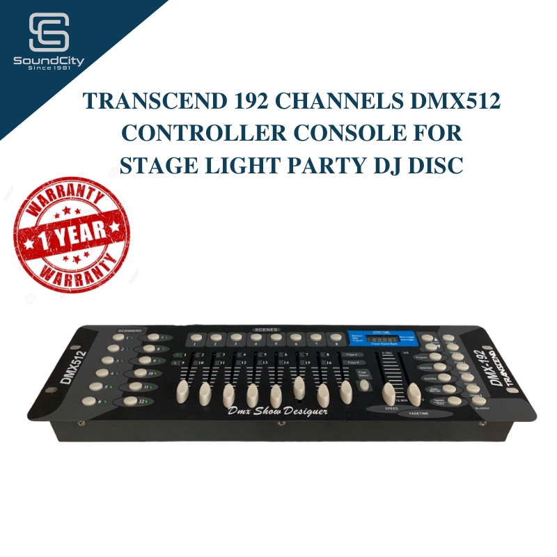 TRANSCEND 192 ช่อง DMX512 Controller คอนโซลสําหรับ Stage Light Party DJ Disc (DMX512 Lighting Contro