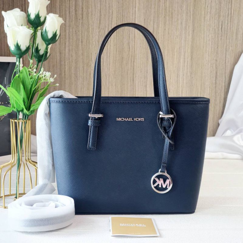 🎀 (สด-ผ่อน) กระเป๋าชอปปิ้ง สีกรม มีซิปบน 35T9GTVT0L Michael Kors Tote mini MK Casual Style Plain Lea