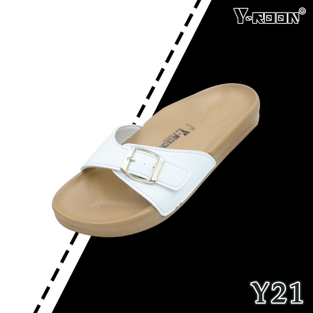 รองเท้า Y-ROON  รุ่น  Y21 ทรงไบเก้นปรับสายรองเท้าได้  แบบสวม   หน้าเข็มขัด สำหรับคนหน้าเท้าใหญ่ เล็ก