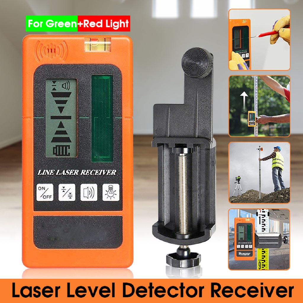 2/5/12 Lines Laser Level Detector Receiver Ourdoor Indoor Electronic Leveling Vertical Horizontal for Green/Red Light
