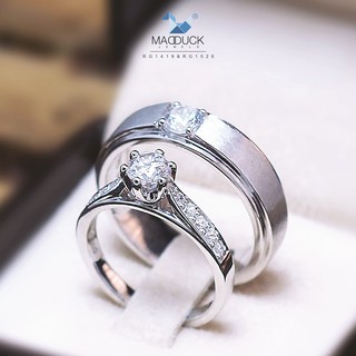 Madduckjewels แหวนเงินแท้ เพชร CZ ชุบโรเดียม RG1418WGR-RG1526