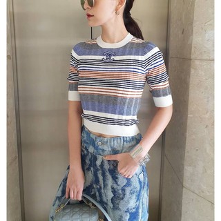 CHANEL KNIT STRIPE TOP