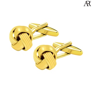 ANGELINO RUFOLO Cufflink(คัฟลิงค์) ดีไซน์ Classic Knot กระดุมข้อมือคัฟลิ้งโรเดียมคุณภาพเยี่ยม สีทอง, สีดำ