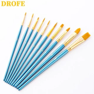 DROFE แปรงไนล่อน Gouache พู่กันสีน้ำอะคริลิค สำหรับเพ้นท์ตามจำนวน (แพ็ค 10 ชิ้น/แพ็ค 6)