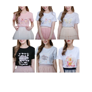 [เหลือ 142.- ใส่โค้ด DETMAY25] เสื้อยืด สกรีนลาย คอกลมเเขนสั้น (Free Size)