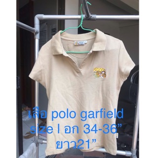 เสื้อ polo  โปโล เด็ก ผู้หญิง ลาย garfield size l ถูกสุดๆ 120 พร้อมส่ง ลายปักเต็มๆ อก 34-36” ยาว 21”