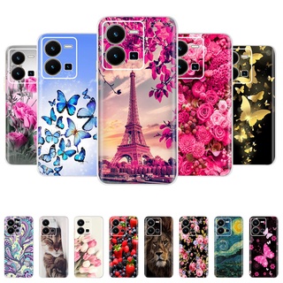 เคสโทรศัพท์มือถือ ซิลิโคนนิ่ม TPU ลายผีเสื้อ ดอกไม้ สําหรับ Vivo Y35 2022 Y35 Y 35 4G