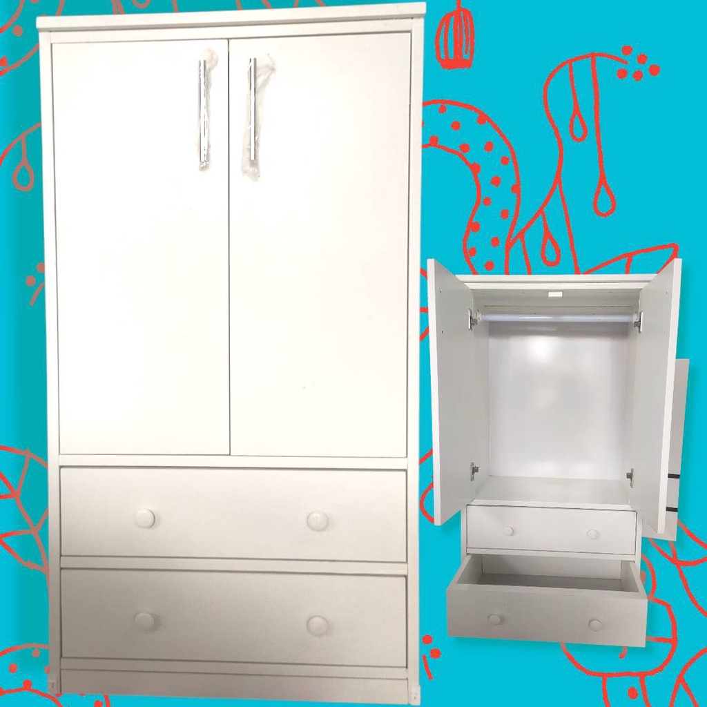ราคาถูก Hawa 90 Furniture ตู้เสื้อผ้าเด็ก รุ่นดับเบิ้ลเลิฟ (Double Love) 40*60*110 (เลือกสีได้)