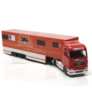 Majorette Truck - Man TGX + Peugeot 206 WRC Team Container - Red Color / Black wheels /scale 1/87 (7.7") no Package