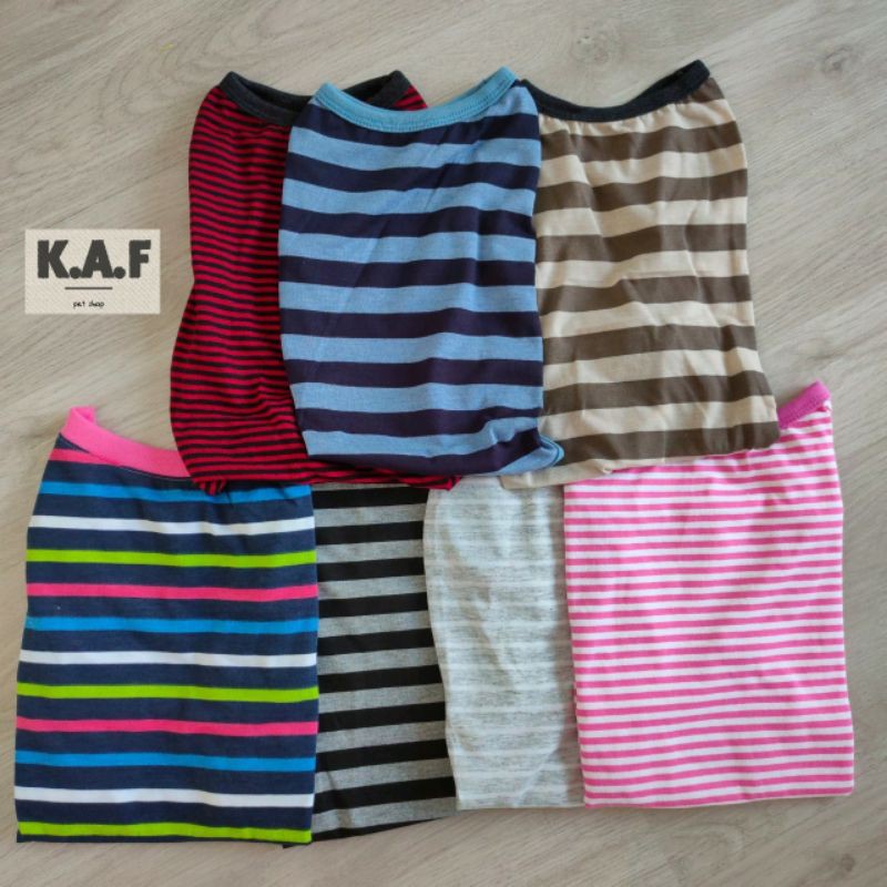 TH12เสื้อยืดหมา-แมว ลายขวาง ใส่สบาย ไม่ร้อน size 5-10