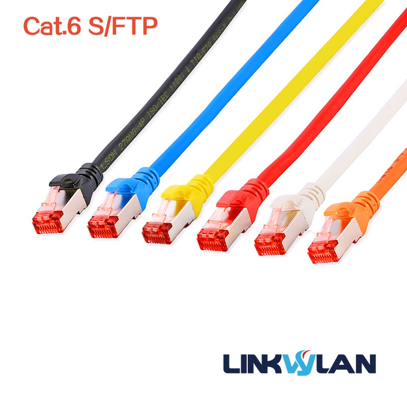 0.25m 0.5m 25 ซม.50 ซม.สีส้มสีแดงสีเหลืองแมว 6 SFTP เครือข่าย Patch สาย Gigabit Ethernet RJ45 Cat6 Slim Patch สาย Shielded PVC