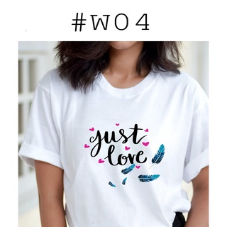 เสื้อยืดพิมพ์ลายขนนกJustLove