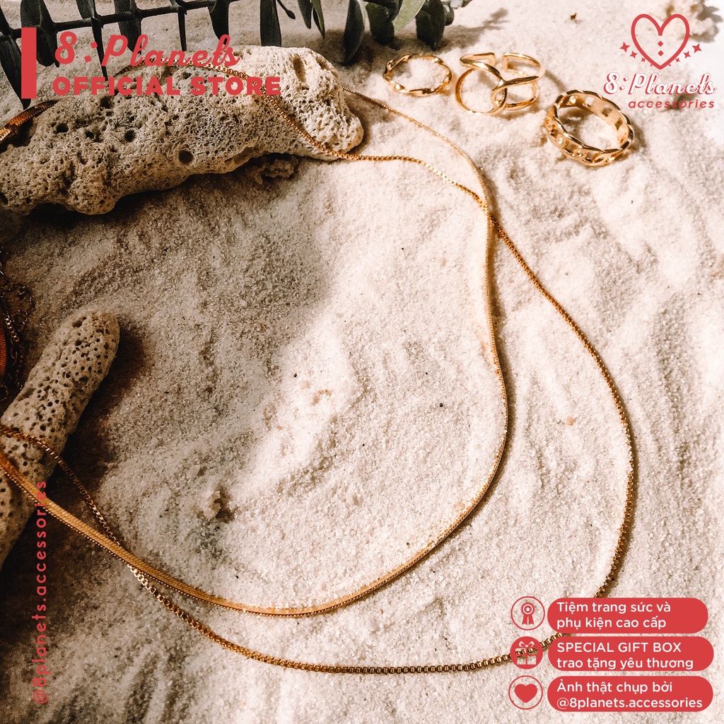 8 Planets สร้อยคอผู้หญิงโลหะผสมทองสองสาระที่เรียบง่ายและประณีต