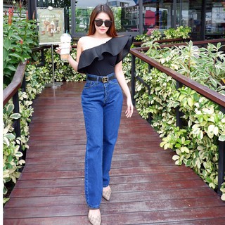 Cc jeans 006 S-5XL กางเกงยีนส์ผู้หญิง เอวสูง ทรงกระบอก กางเกงผู้หญิง