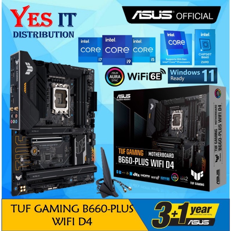 ASUS TUF GAMING B660 / B660M-PLUS WIFI D4 LGA 1700 ATX เมนบอร์ด + INTEL 12th GEN PROCESSOR