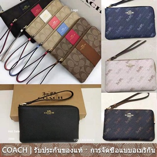 us นำเข้า⭐️ Corner Zip Wristlet F58035 F58032 C4466 ผู้หญิง กระเป๋าสตางค์ใบสั้น Coac h กระเป๋าสตางค์