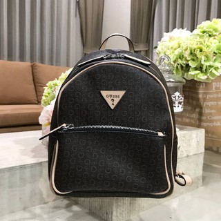 GUESS WOMANS FACTORY BACKPACK กระเป๋าเป้รุ่นใหม่ล่าสุดขนาดกำลังดีวัสดุหนังแกะสังเคราะห์พิมพ์ลาย Signature