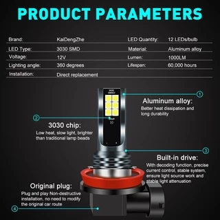 1 ชิ้น หลอดไฟ 12LED หลอดไฟตัดหมอก H11 H8 H16 H4 H7 9005 9006 HB4 HB3 H3 สำหรับรถยนต์ สีเหลือง น้ำแข็งสีฟ้า