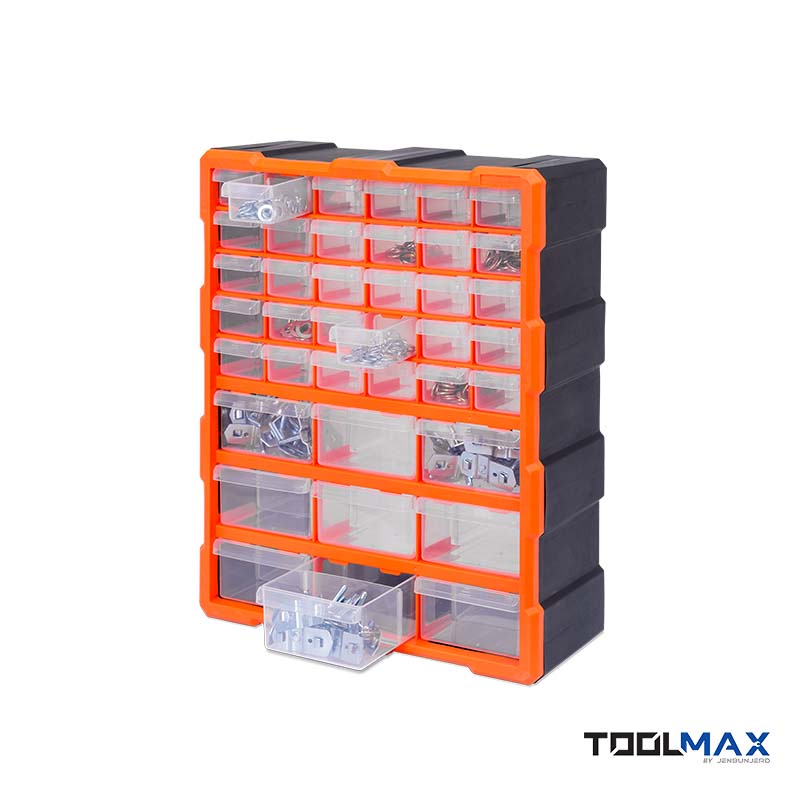 JenStore TOOLMAX ตู้ใส่กล่องอะไหล่พลาสติก ลิ้นชักใส 30 + 9 ช่อง CB0502