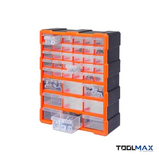 Jenstore-TOOLMAX ตู้ใส่กล่องอะไหล่พลาสติก ลิ้นชักใส 30 + 9 ช่อง รุ่น CB0502