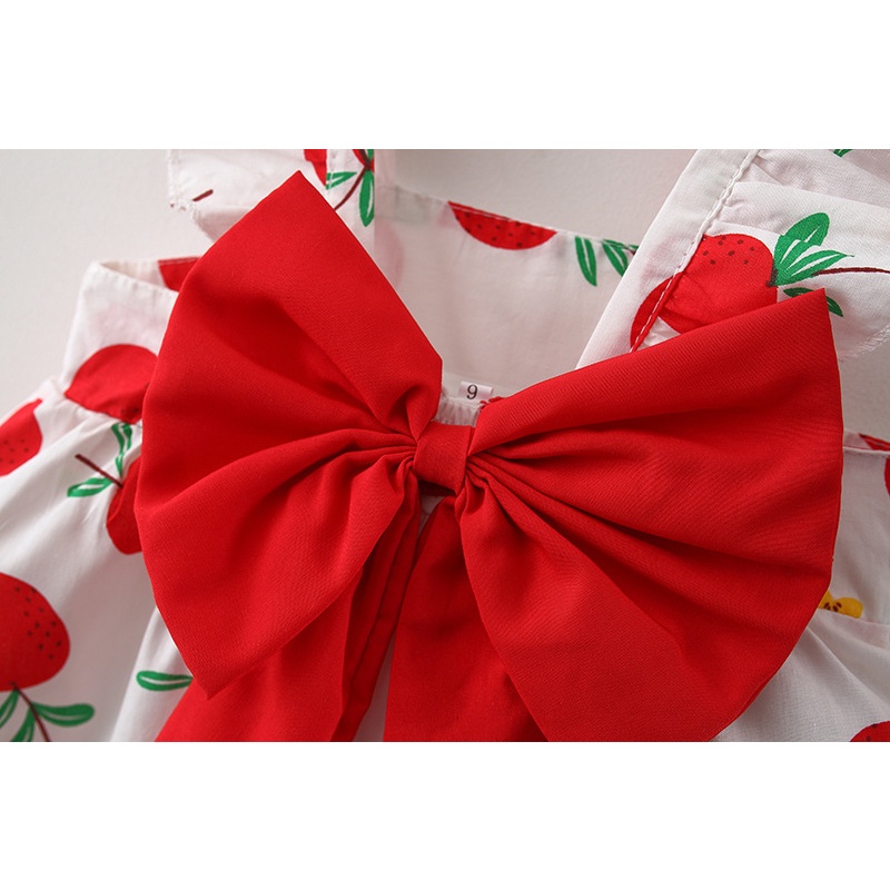 ชุดเดรสแขนสั้น ประดับโบว์ น่ารัก พร้อมหมวก แฟชั่นฤดูร้อน สําหรับเด็กผู้หญิง อายุ 0-4 ปี - รูปที่ 5