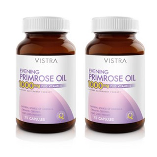 VISTRA Evening Primrose Oil 1000 mg. (75 เม็ด) วิสทร้า อีฟนิ่งพริมโรส 1000 X 2 ขวด